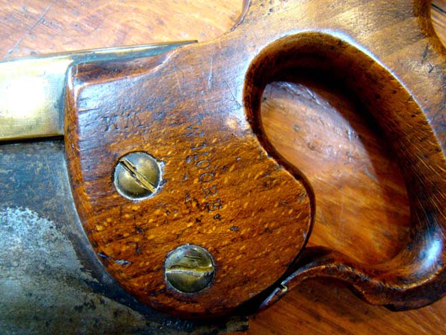 A19th century brass mounted saw stamped "I.Hill Late Howel, LONDON" — image 3